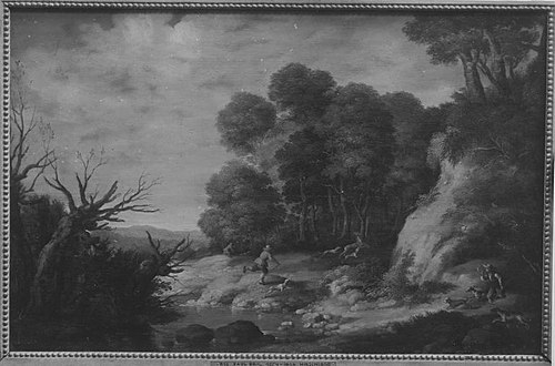 Waldlandschaft mit Hirschjagd, 1590, Paul Bril