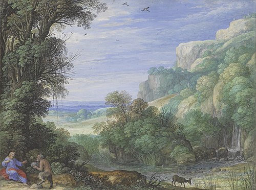 De verzoeking van Christus in de woestijn, 1613, Paul Bril