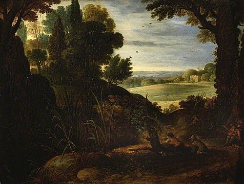 Landscape with sportsmen, , Paul Bril