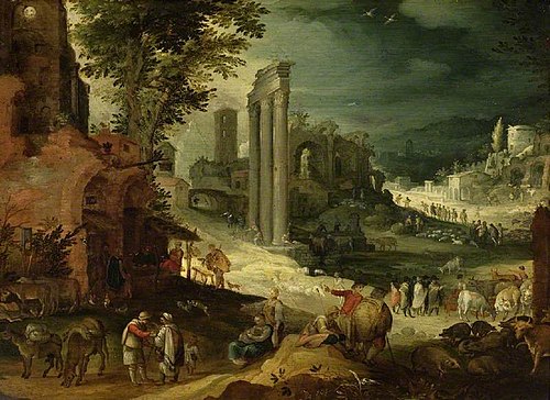 Landscape with Roman ruins, 1600, Paul Bril