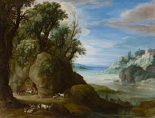 A Landscape with Troglodyte Goatherds, 1612, Paul Bril