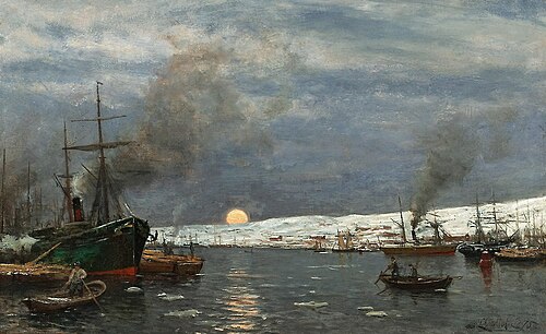 Moonlight in the Harbor, 1875, Berndt Lindholm
