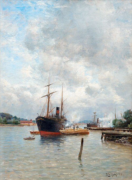 In the harbour, 1886, Berndt Lindholm