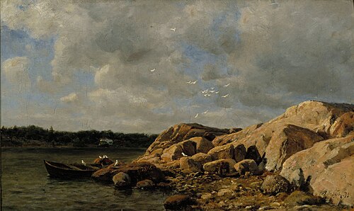 Rantamaisema Bohusläänin saaristosta, 1875, Berndt Lindholm