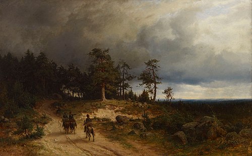 Landscape in Eastern Finland with Mounted Cossacks, 1866, Berndt Lindholm