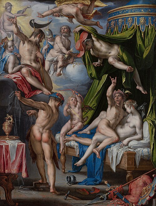 Mars and Venus Surprised by Vulcan., 1601, Joachim Wtewael