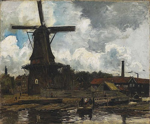Dutch River Landscape with Windmill, 1882, Paul Baum