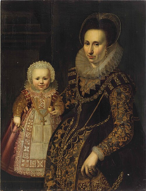 Double portrait of a woman and her daughter, possibly Catharina de Rechtere (1567-?) and daughter Me, 1605, Everard Crynsz. van der Maes