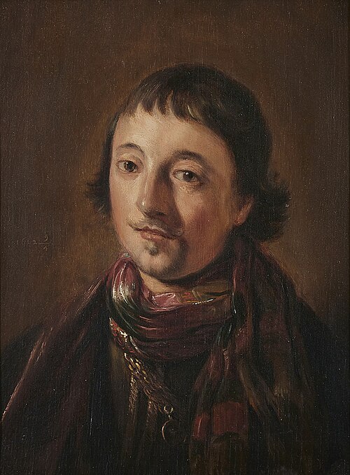 Portrait of a young man, bust-length, wearing a gold chain, 1662, Salomon de Bray