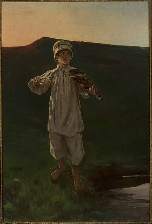 Shepherd boy playing the fiddle, 1895, Witold Pruszkowski