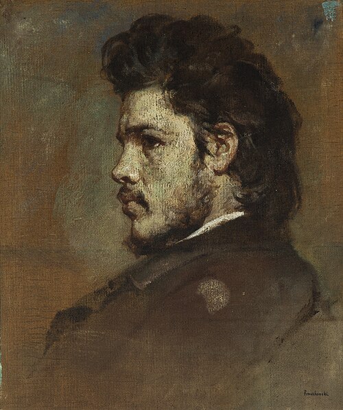 Portrait of the Sculptor Stefan Jarzymowski / Offering of the Crown to Piast – two-sided painting, , Witold Pruszkowski
