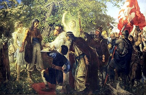Piast (Ofiarowanie korony Piastowi)., , Witold Pruszkowski