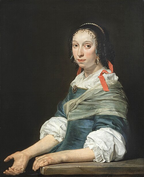 Portrait of a woman with a red bow in her hair, 1667, Jan de Bray