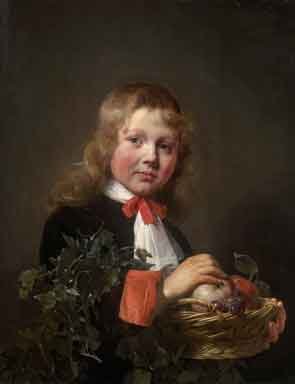 Portrait of a Boy holding a Basket of Fruit, 1658, Jan de Bray