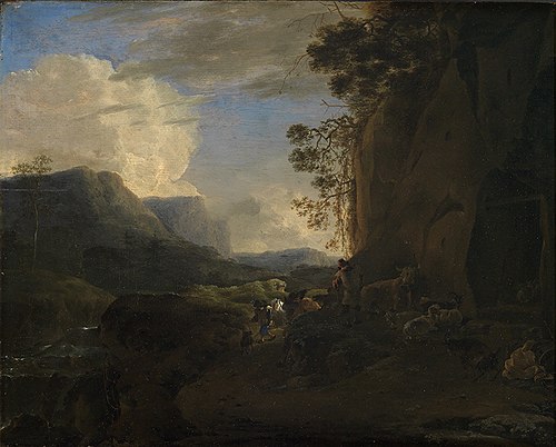 A rocky mountain valley with shepherds and cattle, 1645, Jan Asselijn