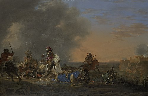 Cavalry attack at sunset, 1646, Jan Asselijn