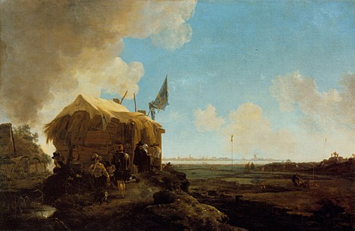 The restoration of the Diemerdijk or Muiderdijk near Amsterdam in 1651, 1651, Jan Asselijn