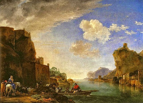 Paysage fluvial avec le Fort Saint-Jean et le château de Pierre-Scize à Lyon, 1650, Jan Asselyn