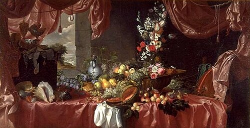 Large banquet still life, , Michel Bouillon