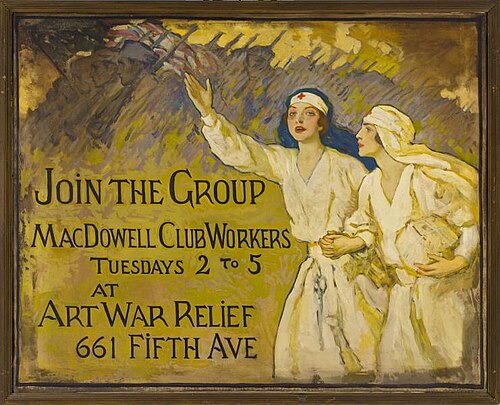 MacDowell Club Workers sign, 1918, Francis Luis Mora