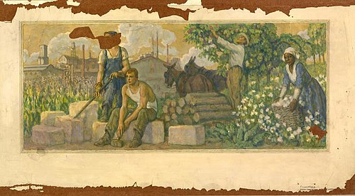 Abundance of Today (mural study, Clarksville, Tennessee Post Office), 1937, Francis Luis Mora