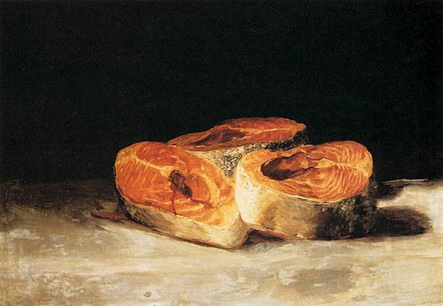 Still Life with Three Salmon Slices, 1808, Francisco de Goya