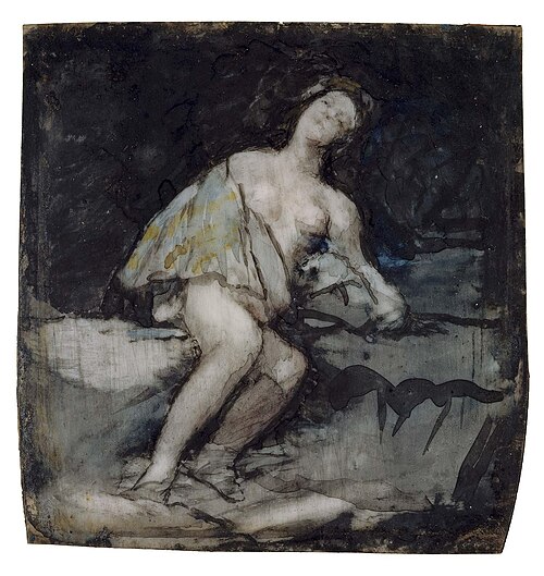 Nude Woman Reclining Against a Rock, 1824, Francisco de Goya
