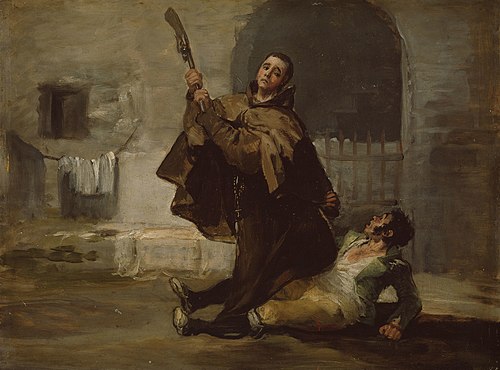 Friar Pedro Clubs El Maragato with the Butt of the Gun, 1806, Francisco de Goya
