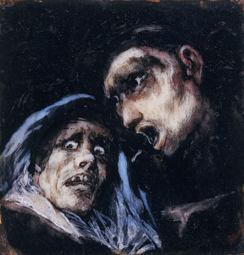 Monk Talking to an Old Woman, 1824, Francisco de Goya