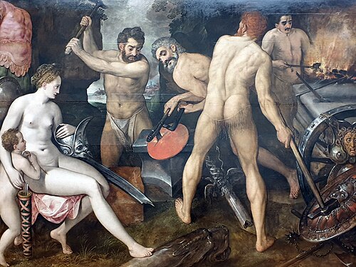 Venus and Cupid in the Forge of Vulcan, 1560, Frans Floris I