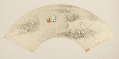 费丹旭梅花仕女扇, , Danxu Fei