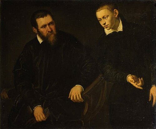 Self-portrait with Jacopo Strada (1507-1588), 1567, Marietta Robusti