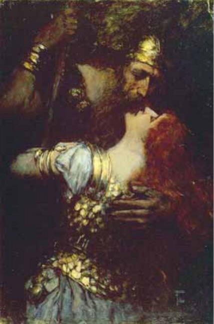 Rollenportrait Alice Guszalewicz als "Brünnhilde" im "Ring des Nibelungen" (Wagner), Köln 1912., 1912, Ferdinand Leeke