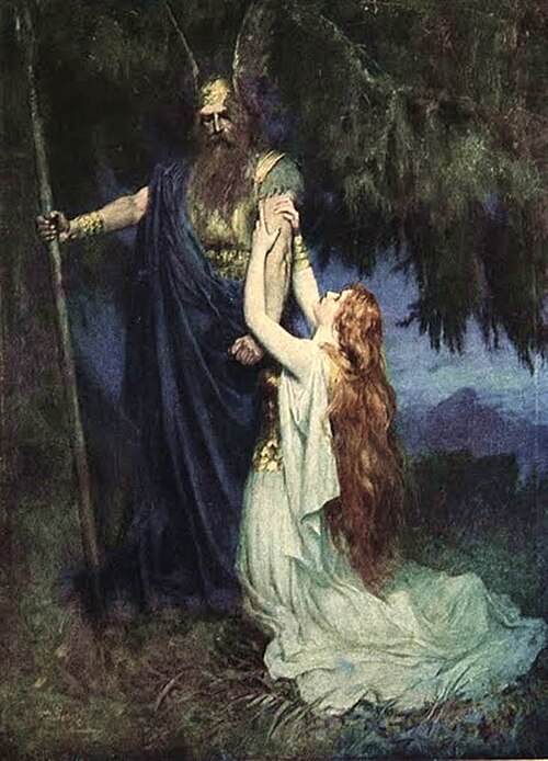 Brunhilde knelt at his feet, 1905, Ferdinand Leeke