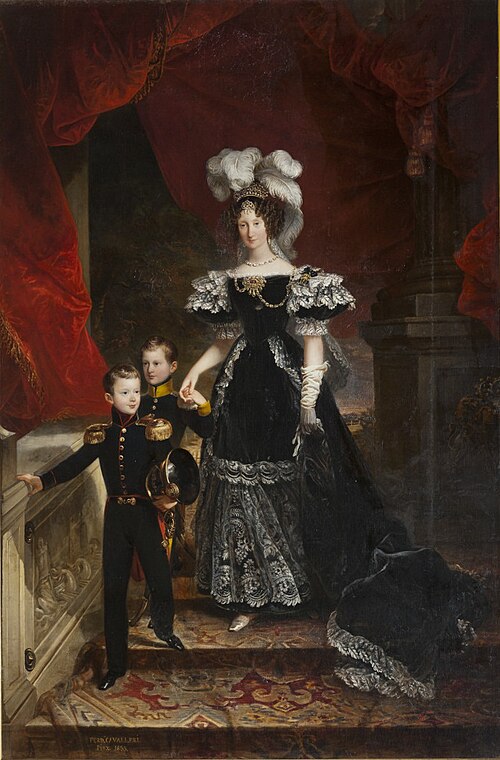 Ritratto di Maria Teresa d’Asburgo-Lorena Toscana con i figli Vittorio Emanuele e Ferdinando, 1832, Ferdinando Cavalleri