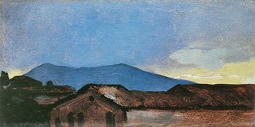 Toits et collines au coucher du soleil, 1850, Léon Cogniet