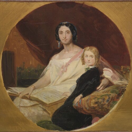 Portraits de la duchesse d'Uzès, née Talhouët et de son fils aîné, Jacques Emmanuel., 1846, Léon Cogniet