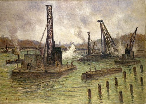 Travaux sur la Seine, au pont des Saints-Pères, 1936, Maximilien Luce