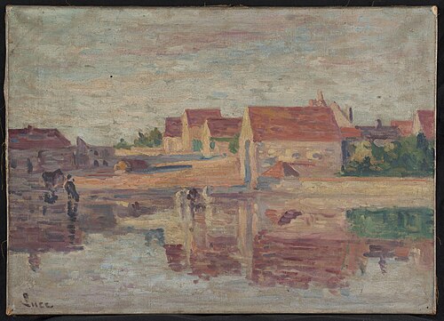 Village au bord d'une rivière, 1901, Maximilien Luce