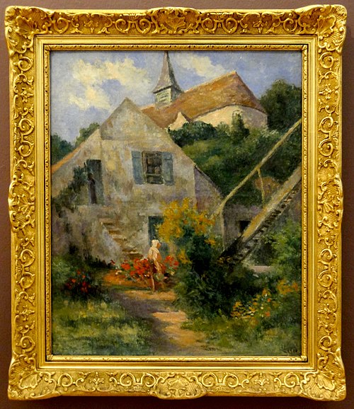 Rolleboise, l'église et la maison du peintre, 1927, Maximilien Luce