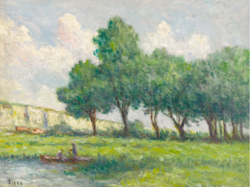 Barque près de Rolleboise, 1930, Maximilien Luce