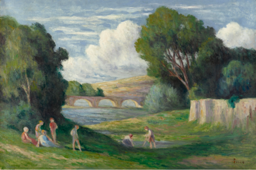 Rolleboise, baigneurs près du bras de la Seine, 1930, Maximilien Luce