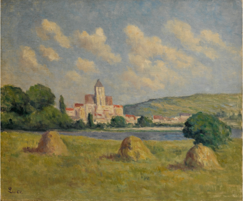 Guernes, l'église et les champs, , Maximilien Luce