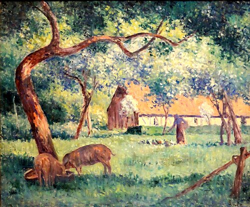 Saint-Laurent-en-Caux, cour normande, 1908, Maximilien Luce