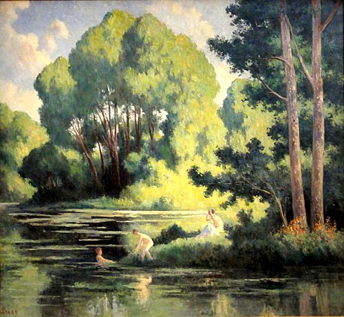 Rolleboise, la baignade dans le petit bras, 1920, Maximilien Luce