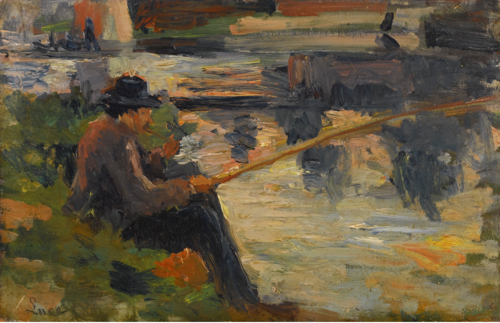 Parizelle à la pêche au Bas-Meudon, 1882, Maximilien Luce