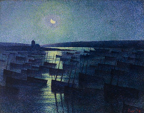 Camaret, Moonlight and Fishing Boats, 1894, Maximilien Luce