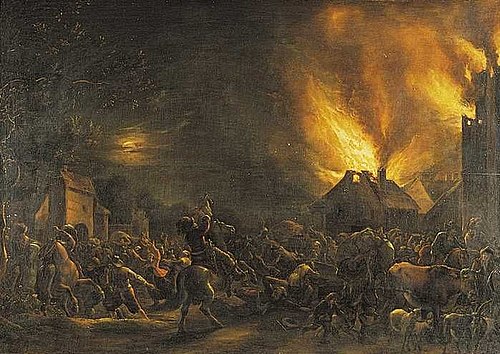 Village looting at night, 1637, Willem Viruly (II)