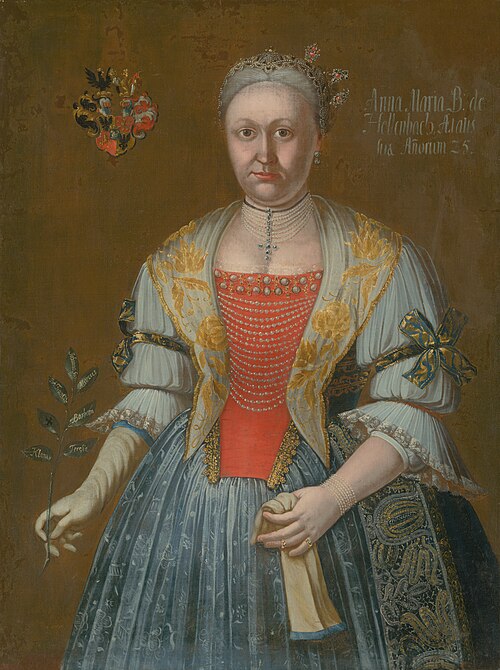 Anna Mária B. de Hellenbach ako 25 ročná, 1740, Ján Gottlieb Kramer