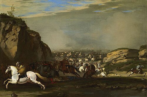 Cavalry battle between Turks and Christians, 1650, Aniello Falcone